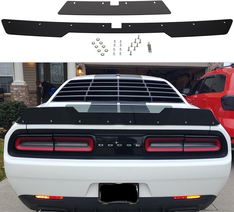 Sunluway Rear Wickerbill Spoiler for Dodge Challenger 2015-2024 SRT RT Hellcat Scat Pack with Backup Camera, 2 Pieces Add-on Type Wicker Bill Spoiler with RivNut Tool - Image 1